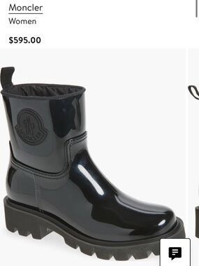 Moncler Women's Black Glossy Ankle Rain Boots with Embossed Logo